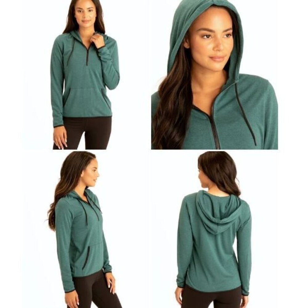 Threads 4 Thought Kyanna Feather Fleece Half Zip Hoodie Women Size Small NWT